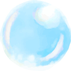 水彩で描いたカラフルなシャボン玉のアイコンイラスト