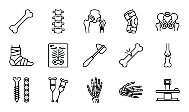 Fractured bone icon representing broken bones and injuries from accident or osteoporosis disease