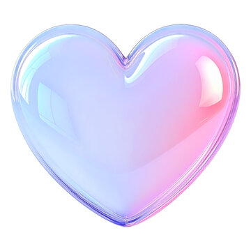 Iridescent blue and pink 3D heart for modern social media like and love reactions