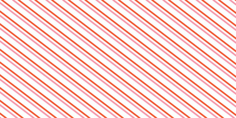 Cute pink and red diagonal stripes vector seamless pattern, Christmas candy cane background with slanted lines