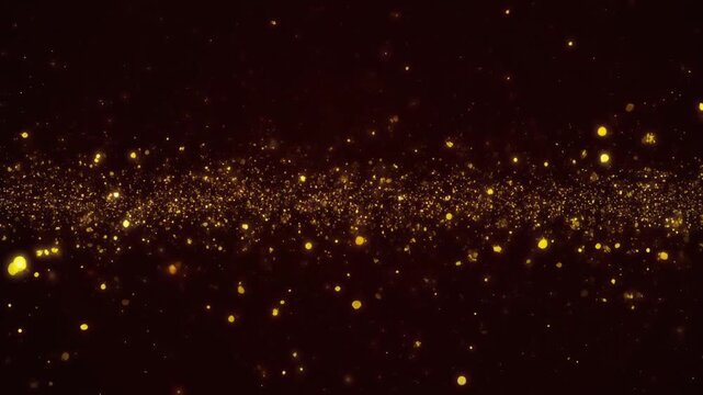 深いブラック背景にゴールド粒子が浮かび上がる、ラグジュアリーな祝祭背景動画。
高いシネマティックコントラストと、上品に揺らめくシマー表現が印象的です。