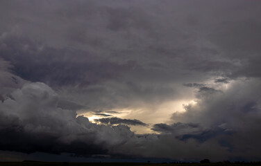 Dark clouds and rainy over the rural area Brazil