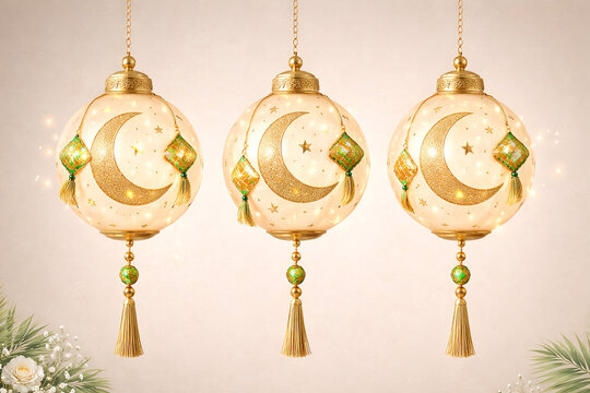 Three wishing lantern with combination colour white and gold definitely elegant lantern