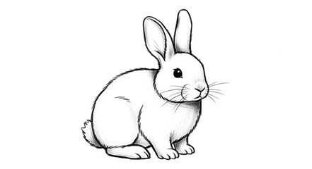 Obraz premium Cute White Rabbit Illustration.