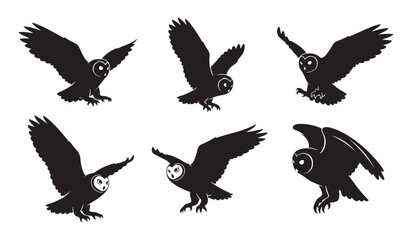 Obraz premium Black Owl Bird Silhouette Collection