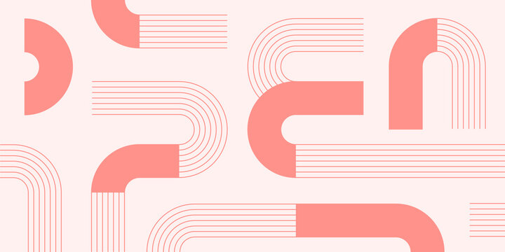 Abstract linear pattern illustration with flowing parallel stripes. White, blush pink, pastel rose, peachy, coral. Light mode modern art composition, for editorial layouts, stylish backgrounds. 