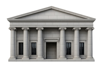 Obraz premium Neoclassical building facade with ionic columns, representing government, finance, and culture on transparent background