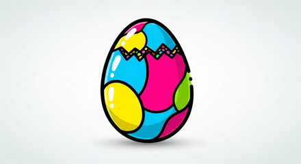 Vibrant easter egg with colorful abstract patterns on white background symbolizing springtime and holiday cheer