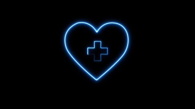 Heart with stethoscope on black background romantic red vector icon