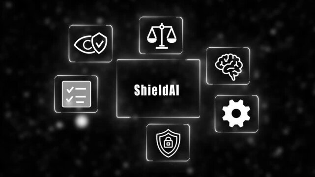 Sheild AI Technology Concept for Critical Thinking Data Analysis Security Ethics and Intelligent Business Operations Management Systems Digital Background
