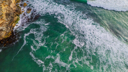 Overhead Aerial view of Waves on a beach Cape Northumberland 