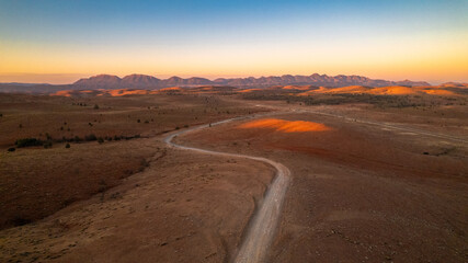 Aerial View of Razorback Lookout during sunset- Ikara Flinders Ranges National Park