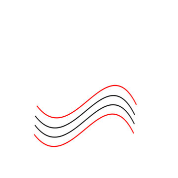 Four Red and Black wavy stripes illustration