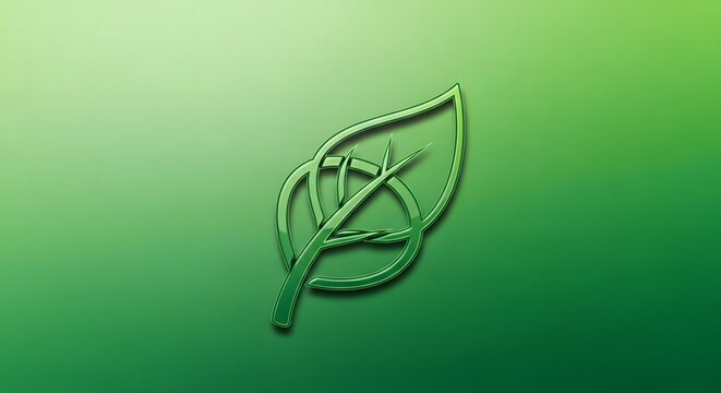 Green leaf icon with anarchist symbol overlay on gradient background