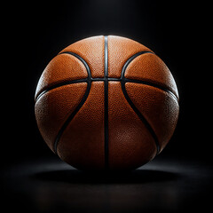 Obraz premium A wet basketball with visible water droplets under dramatic lighting