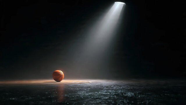 Lone figure illuminated by a mysterious spotlight in a dark, expansive space