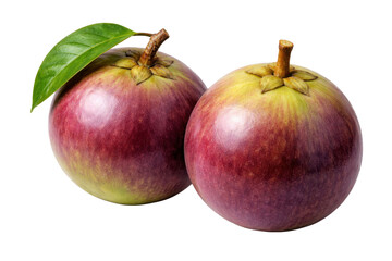 Fototapeta premium captivating photograph of two star apples, showcasing their unique coloration and natural beauty, excellent for food blogs, health and wellness articles