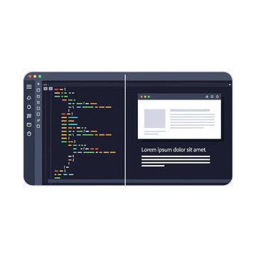 Code Editor Window with Website Preview