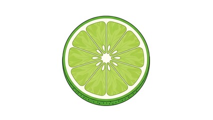 Fresh lime slice isolated on white background with vibrant green color.