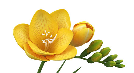 Yellow Freesia Flower and Buds