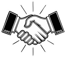 Obraz premium Monochrome Graphic Handshake Icon Illustrating Business Agreement or Partnership