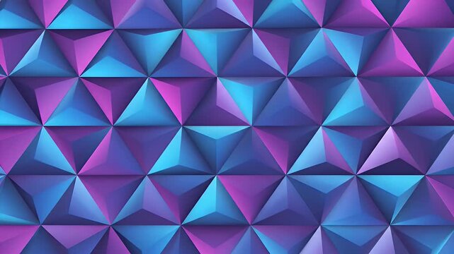 Geometric low-poly pyramid facets in blue and purple gradient against green background