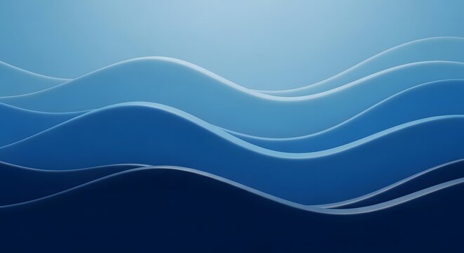Abstract blue layered wave pattern with smooth gradient background