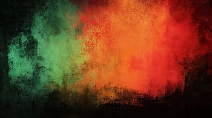 Fototapeta premium black history month canvas grunge concept. Abstract colorful texture with green, orange, and red hues.
