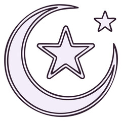 Obraz premium Stylized crescent moon and star symbol representing Islamic faith and culture and spiritual devotion