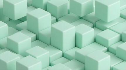 Obraz premium Abstract 3D Cube Background in Mint Green