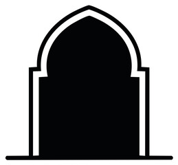 Fototapeta premium Arabesque Arch Silhouette, Islamic Design Element, Geometric Pattern, Architectural Ornament