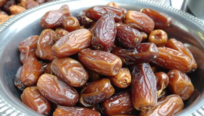 Fototapeta premium Bowl brimming with sweet, plump, dried dates