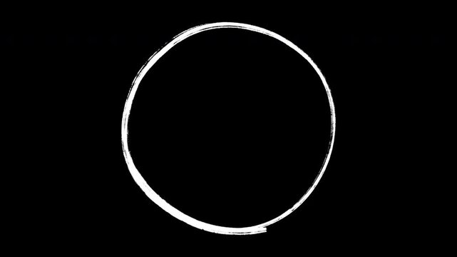 Animated hand-drawn white highlighter circle on Transparent background 4K resolution.