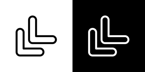 Obraz premium 左下向き二重矢印の縮小・戻る操作アイコン（ベクター）