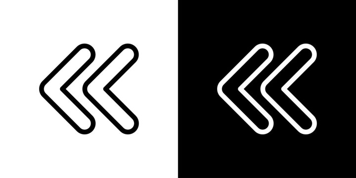 矢印 二連矢印 左向き 戻る 先頭へ 巻き戻し バック アイコン (ベクター)