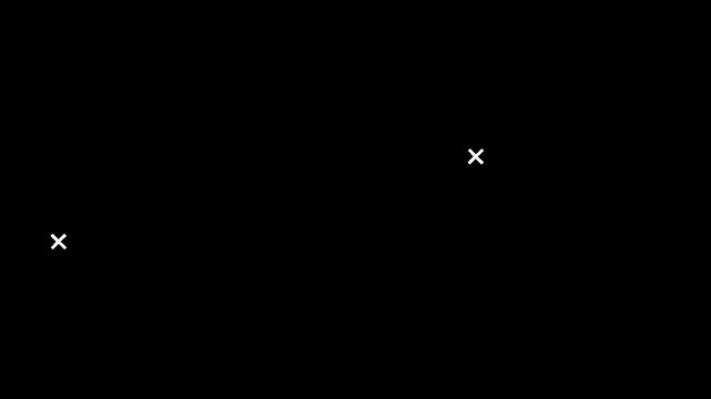 Minimalist abstract visual with two subtle white cross marks against a vast black background, symbolizing conceptual points, placeholder elements, or an initial design concept