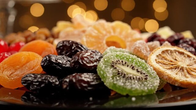 Dried Fruit Mix with Healthy Snacks, and Food Background.