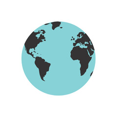 Obraz premium Teal globe with black continents on white background
