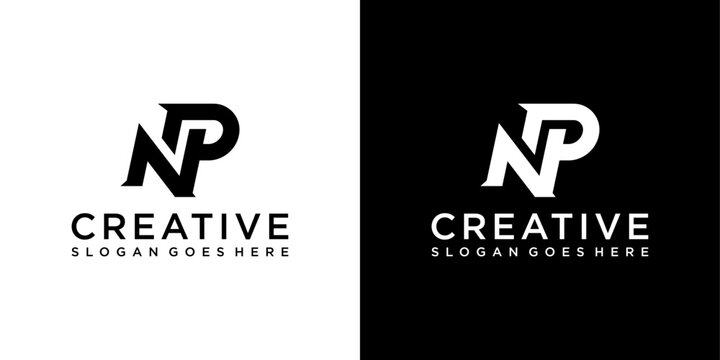 NP or PN initial letter logo design vector