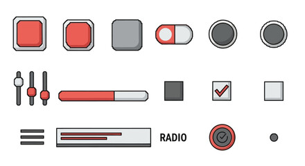 Collection of diverse interface elements for digital applications and websites