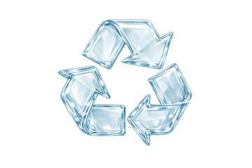 Glass recycle symbol showing sustainability, ecology, and environmental conservation with a clean, transparent design