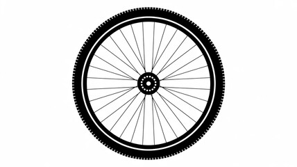 Naklejka premium Simple black and white bicycle wheel illustration