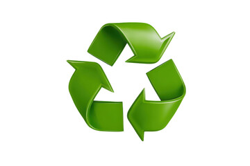 Obraz premium Glossy green recycling symbol with arrows on black background loop, Isolated On White Background, Png Transparent