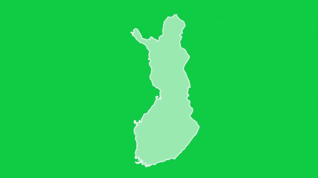 Finland map glow outline animation green background
