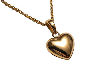 Golden heart pendant necklace on a black background jewelry, Isolated On White Background, Png Transparent