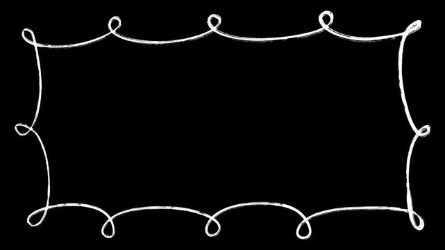 Hand Drawn White Decorative Frame on Transparent Background