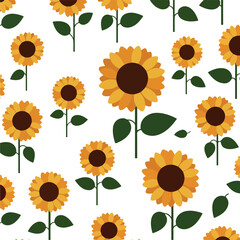 Seamless Sunflower Pattern Yellow Floral Botanical Textile Design