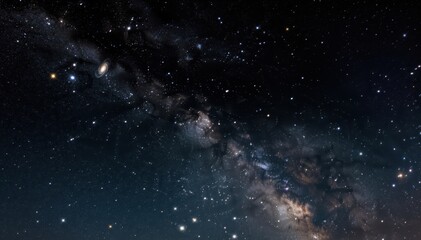 Obraz premium Night Sky Serenity: Witness the breathtaking beauty of the celestial sphere as countless stars twinkle against the dark canvas of space.