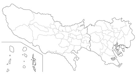Obraz premium 東京都地図（地名なし）