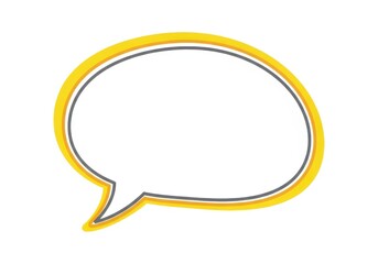 Fototapeta premium Oval speech bubble shape featuring yellow and gray outline accents on a white background